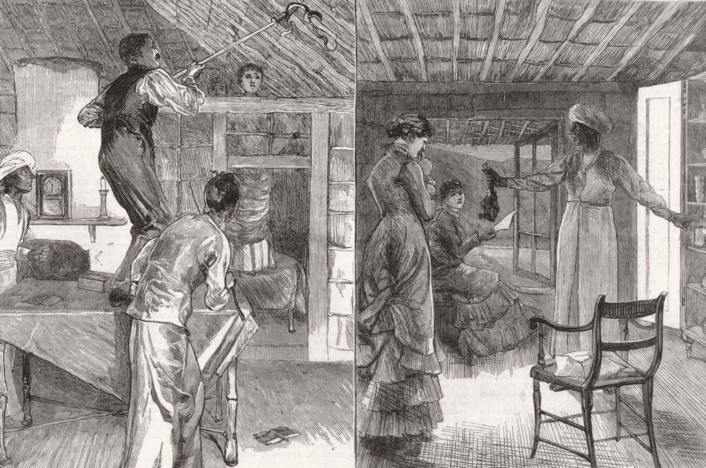 INDIA. Bungalow life in India; Killing a Snake; The Last Fowl 1881 old print